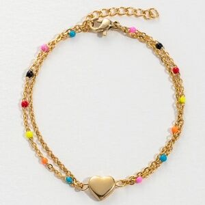 Heart Shape Colorful Pearls Bracelet